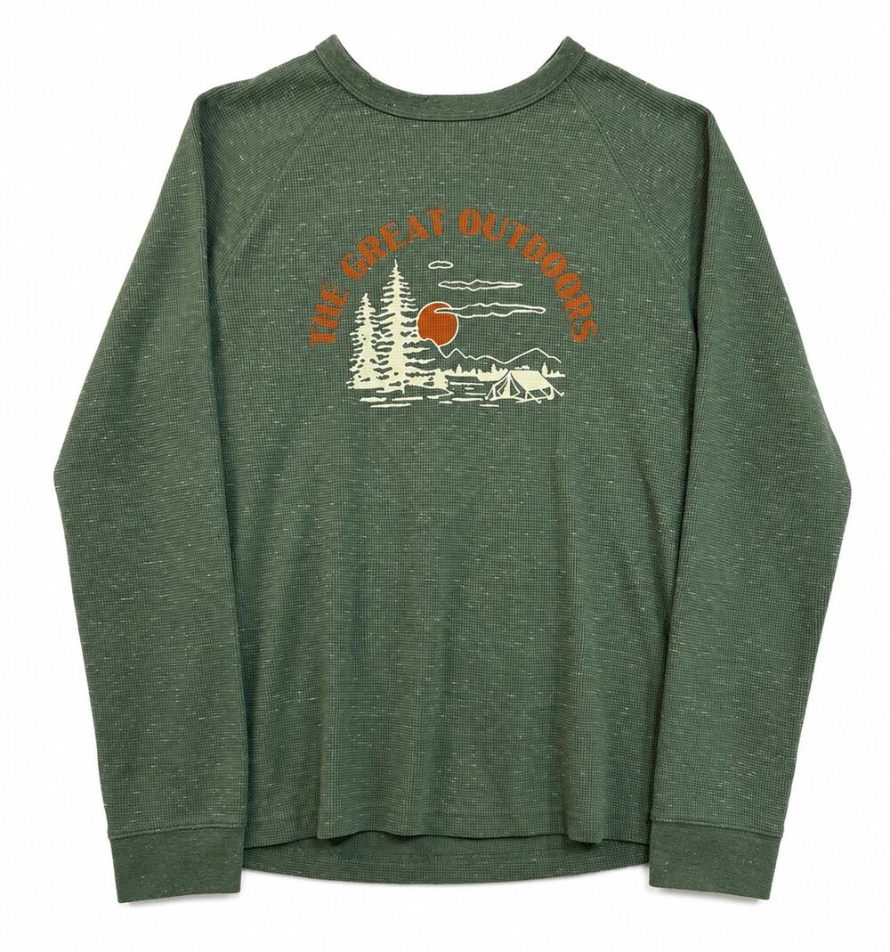 Sonoma Goods For Life The Great Outdoors Waffle Knit Thermal Shirt Green L